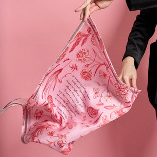 Pink Floral - Double Sided Silk Scarf - Knotted Words